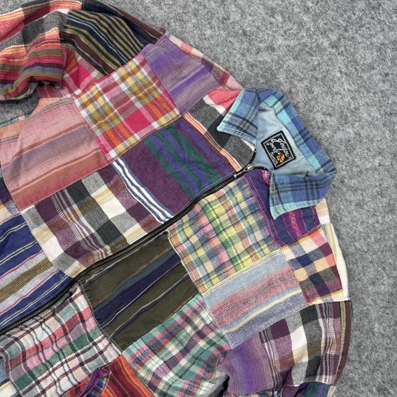 Vintage Jackets & Blazers - *FLAWS READ Jou Jou Womens Jacket Plaid Flannel Patchwork Zip Up ~Medium 90s Vtg